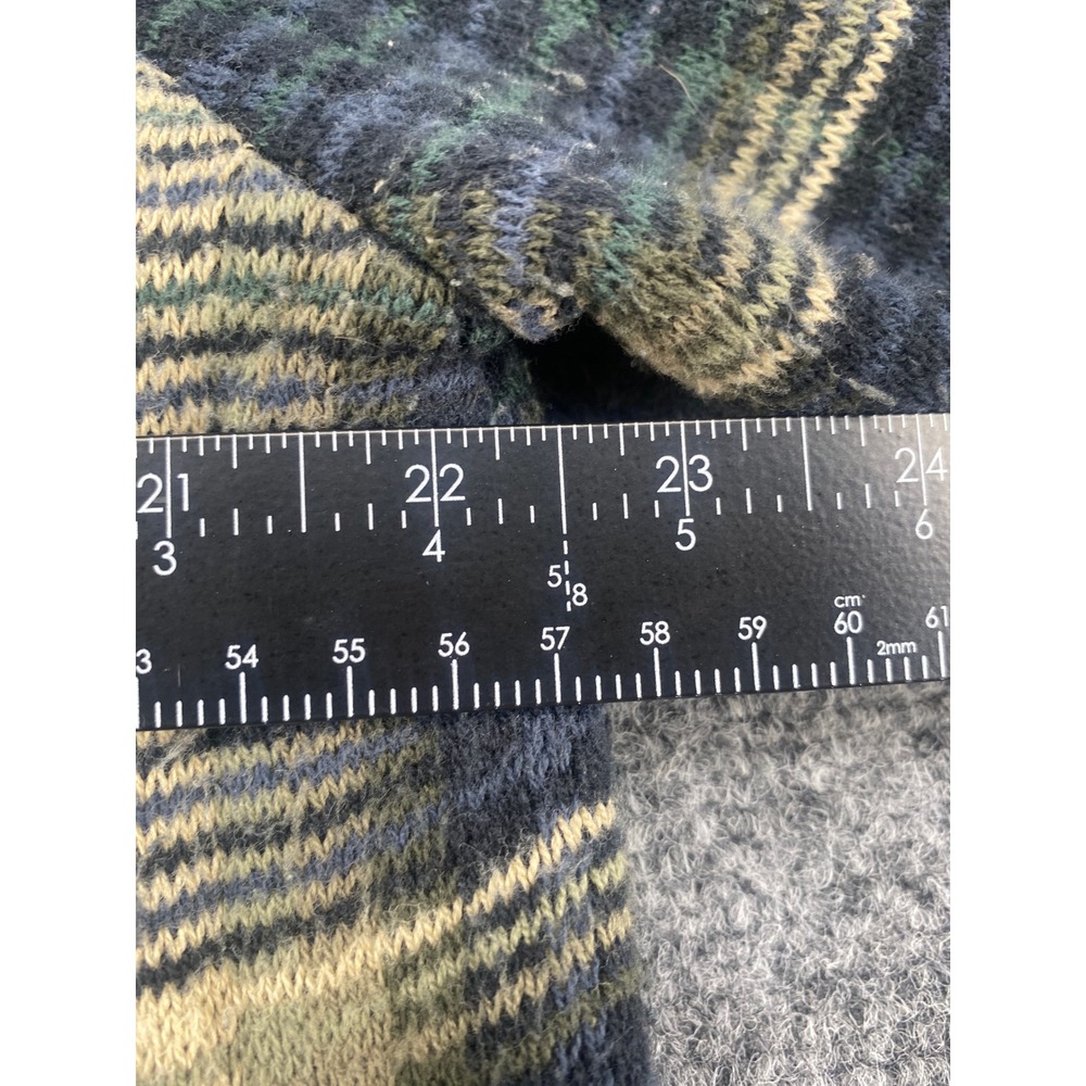 Chaps Plaid Open Front Cardigan Sweater Duster Womens XL Blue Green Knit Pockets - Picture 5 of 8